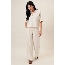 Collared Split Neck Linen Top