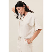 Collared Split Neck Linen Top