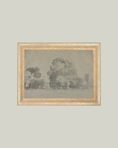 Grove of Trees Framed Antique Art 12x10