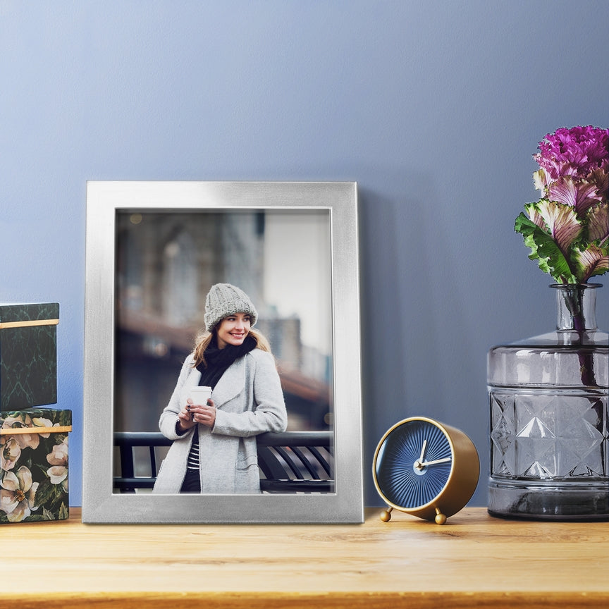 REAL WOOD SILVER 8X10 FRAME