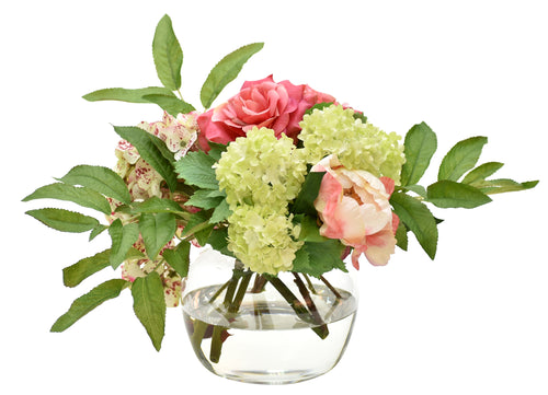 ROSE HYDRANGEA FAUX WATERGARDEN