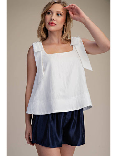 Scoop Neck Bow Shoulder Top