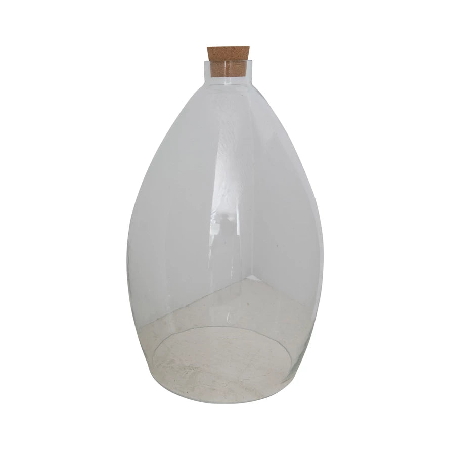 GLASS CLOCHE W/ CORK STOPPER
