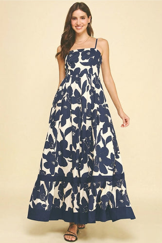 Navy Floral Long Dress