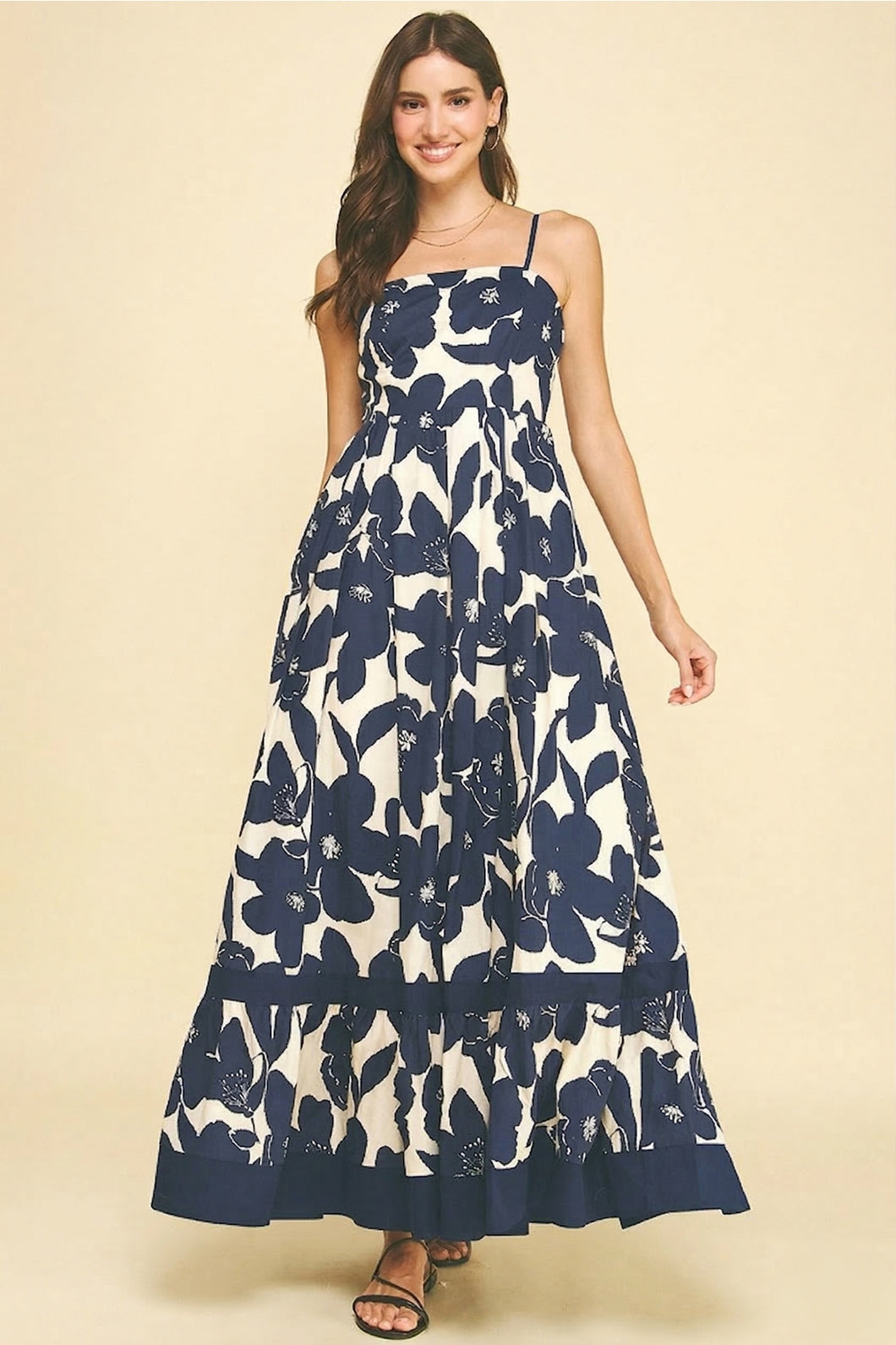 Navy Floral Long Dress