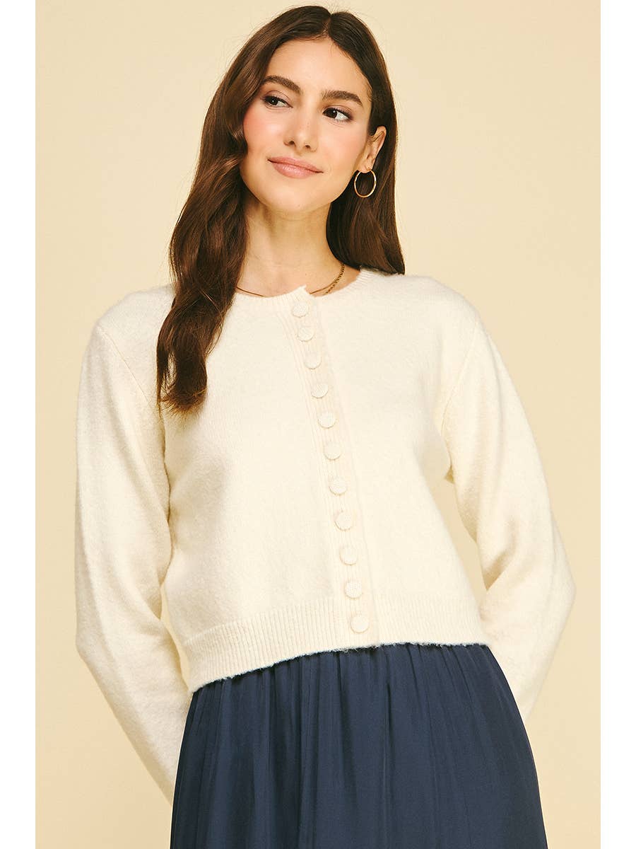 Cream Button Down Cardigan