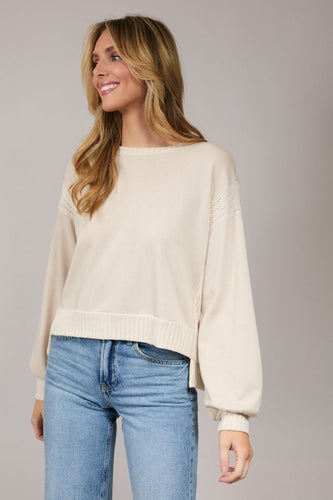 Crewneck Ribbed Long Sleeve Sweatshirt