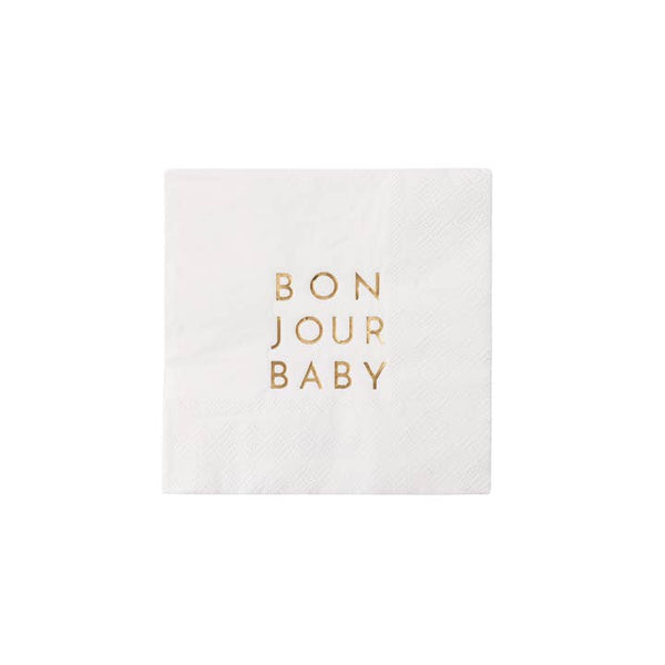 Bonjour Baby Blanc White Cocktail Napkin