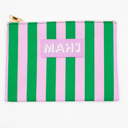 Purple Green Stripe Mahjong Card and Accessory Bag