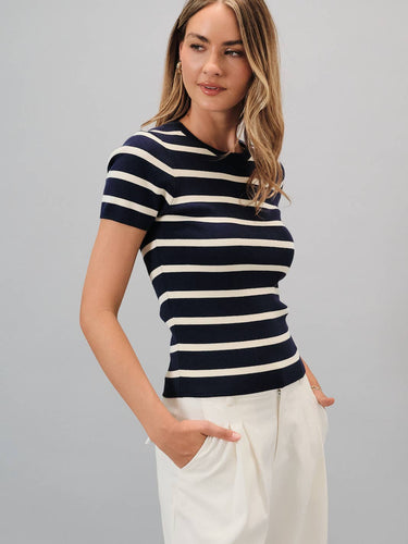 Stripe Short Sleeve Sweater