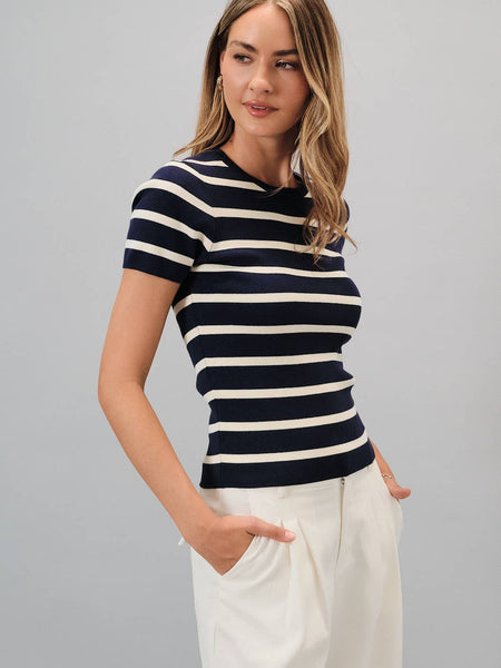 Stripe Short Sleeve Sweater