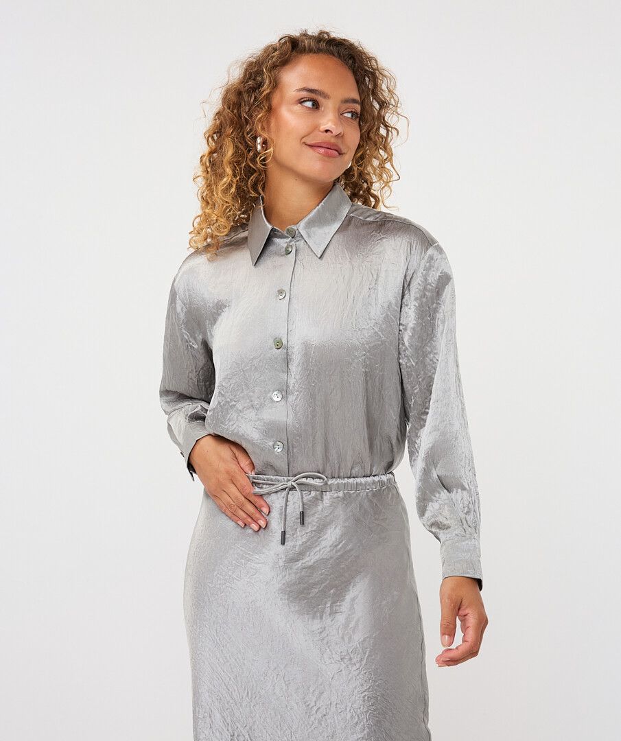 Oversized Basic Acetate Blouse