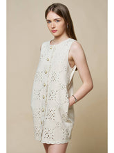 Pattern Embroidery Button Down Mini Shift Dress