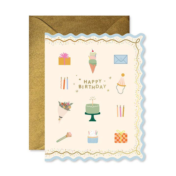 Birthday Icons Scallop Card