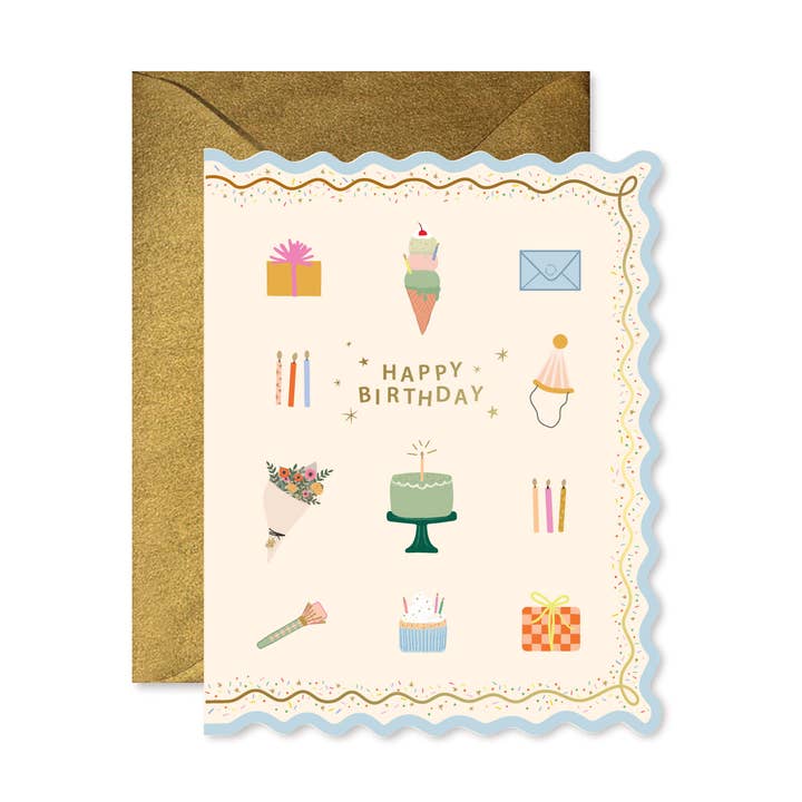 Birthday Icons Scallop Card