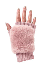 Blush Faux Fur Knitted Fingerless Gloves