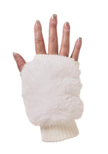 Ivory Faux Fur Knitted Fingerless Gloves