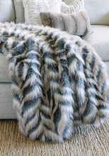 Grey Chevron Faux Fur Throw 60x60