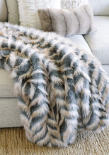 Grey Chevron Faux Fur Throw 60x60