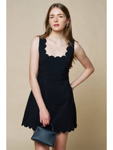 Scallop Square Neck A Line Mini Dress