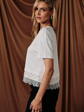 Cropped Dot Lace Hem Boxy Tee