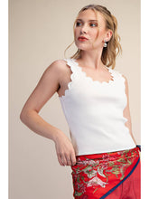 Scallop Scoop Neck Sleeveless Knit Top