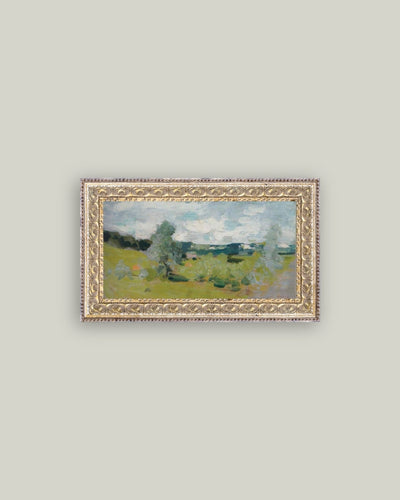Abstract Landscape Framed Antique Art 20x11