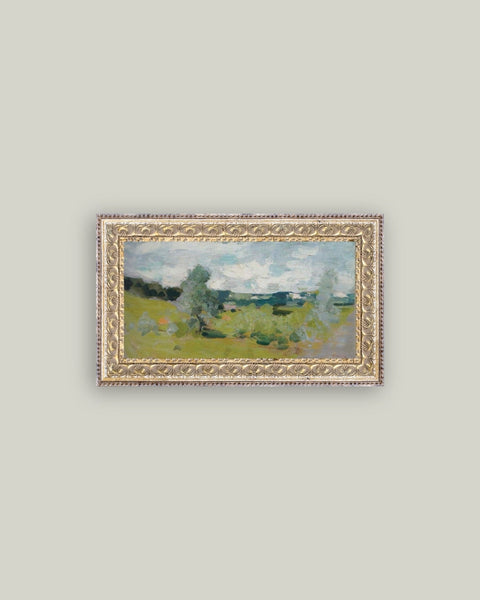 Abstract Landscape Framed Antique Art 20x11