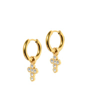 Esther Clear Cross Charm Huggie Earring
