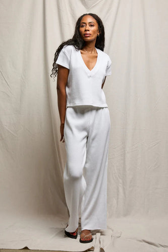 Jada Waffle V Neck Tee