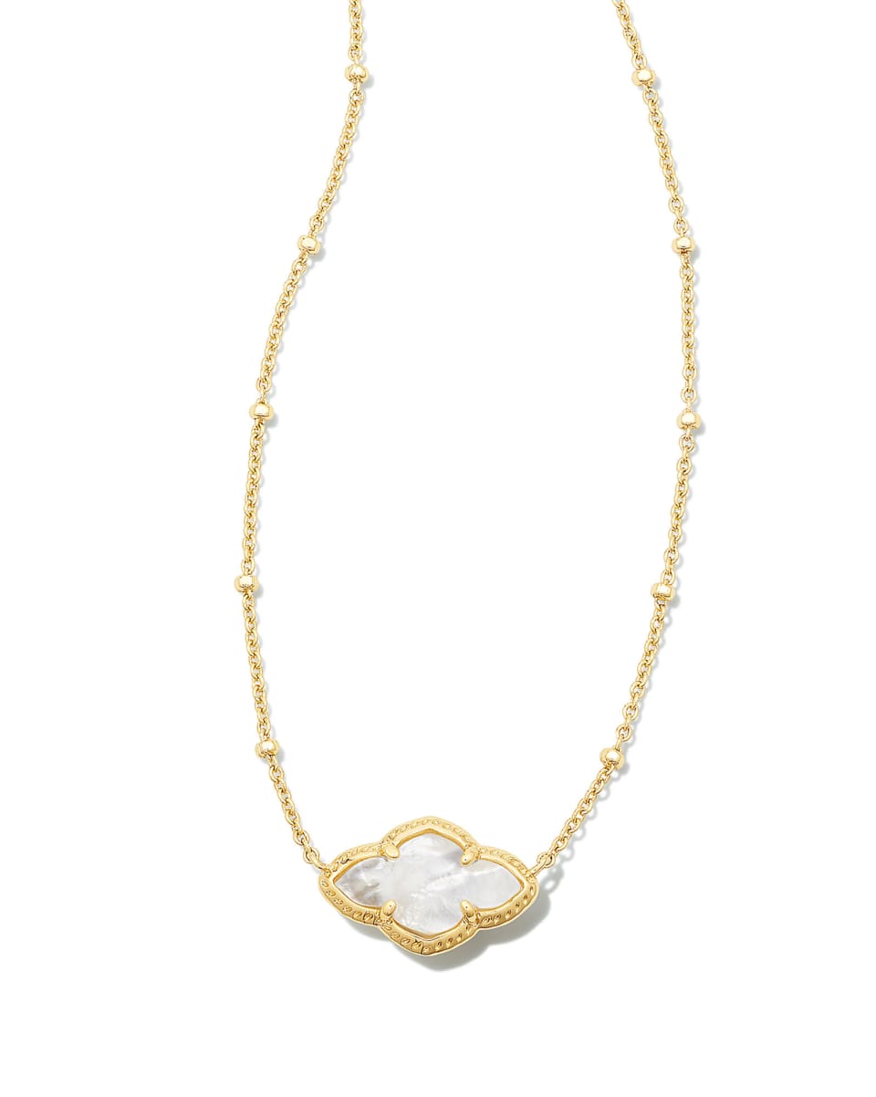 Abbie Gold Pendant Necklace-Mother of Pearl