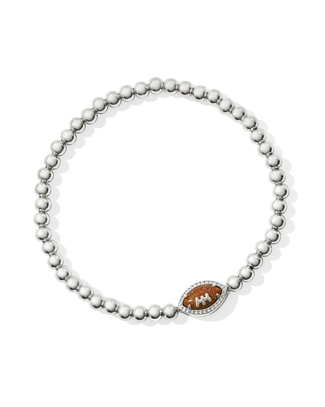 Football Silver Orange Stretch Bracelet