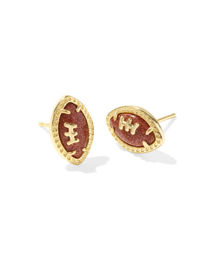 Football Gold Orange Stud Earring