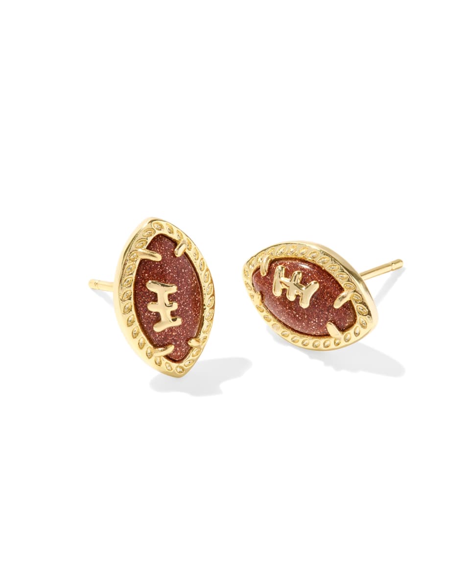 Football Gold Orange Stud Earring
