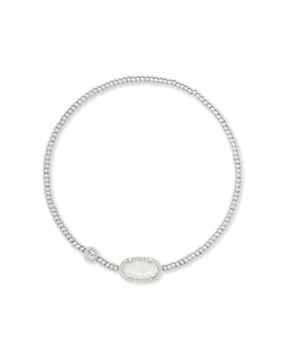 Grayson Rhodium Stretch Bracelet-Mother of Pearl