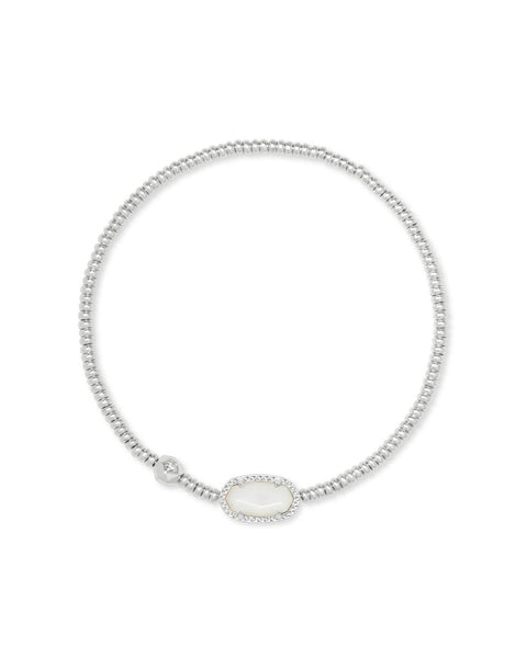 Grayson Rhodium Stretch Bracelet-Mother of Pearl