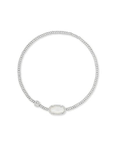GRAYSON RIDGE FRAME LINK SILVER BRACELET- IVORY MOTHER OF PEARL