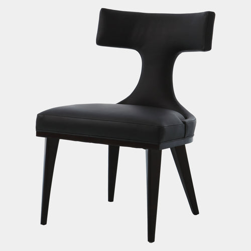 ANVIL BACK DINING CHAIR- BLACK LEATHER