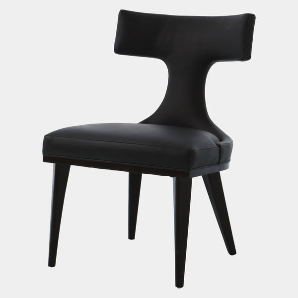 ANVIL BACK DINING CHAIR- BLACK LEATHER