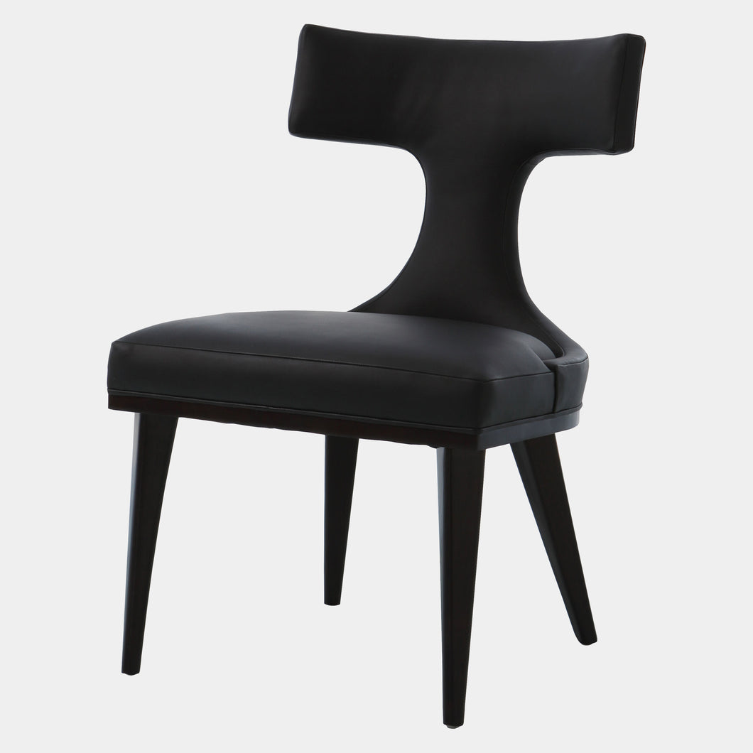 ANVIL BACK DINING CHAIR- BLACK LEATHER