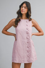 Linen Scallop Button Mini Dress