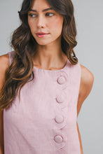 Linen Scallop Button Mini Dress