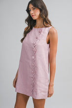 Linen Scallop Button Mini Dress