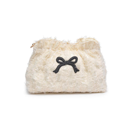 Fluffette Cream Black Cosmetic Pouch