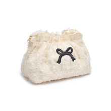 Fluffette Cream Black Cosmetic Pouch