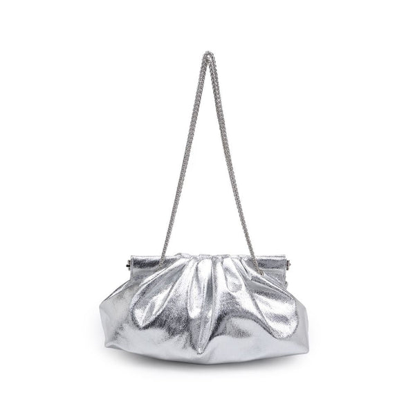 SILVER VEGAN LEATHER CLUTCH