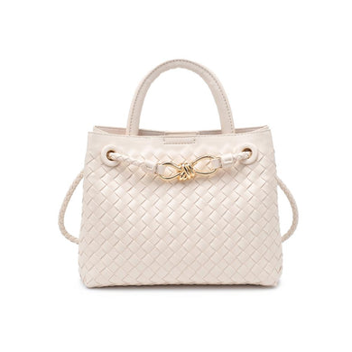 IVORY WOVEN VEGAN LEATHER TOTE