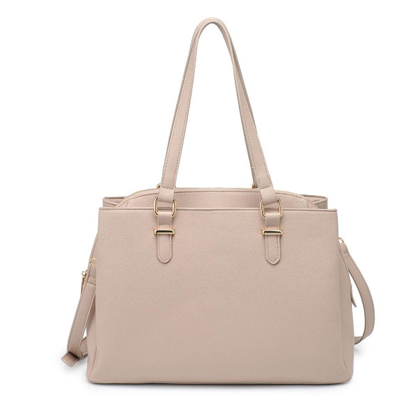 NATURAL PEBBLED VEGAN LEATHER SATCHEL