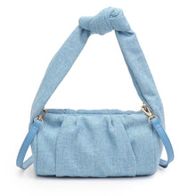 DENIM LEATHER TWO TONE SHOULDER BAG