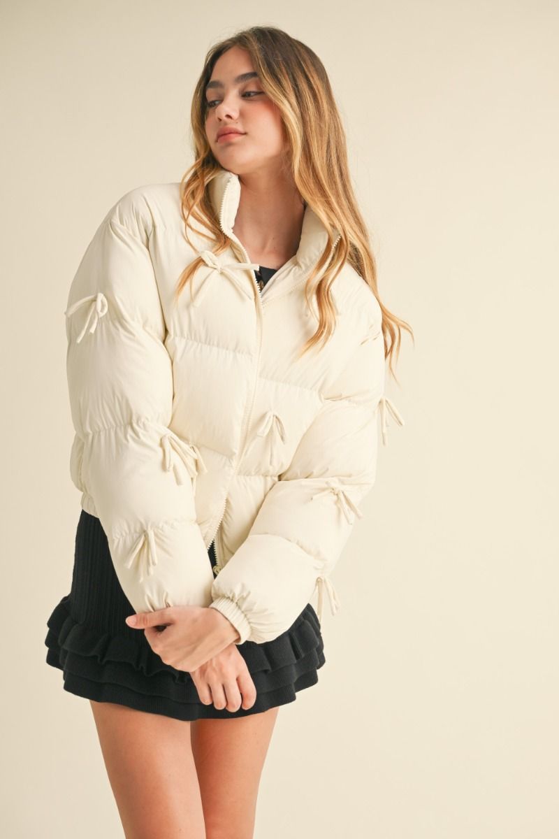 Bow Ecru Puffer Jacket
